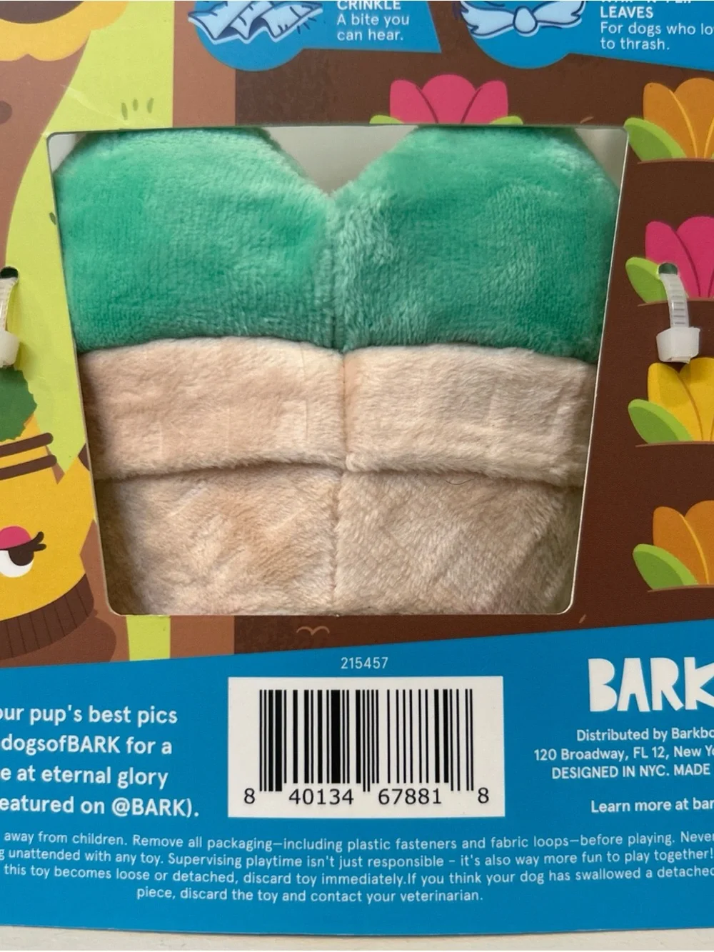 BARK Plush Succulent Dog Toy in Mint Green and Cream